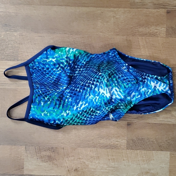Speedo Other - Speedo snakeskin pattern blue and green one piece swimsuit